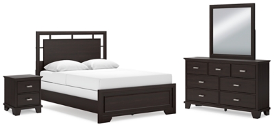 APG-B441B6-6P Covetown Queen Panel Bed with Mirrored Dresser and sku APG-B441B6-6P