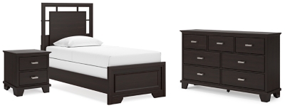 APG-B441B2-5PC Covetown Twin Panel Bed with Dresser and Nightstan sku APG-B441B2-5PC