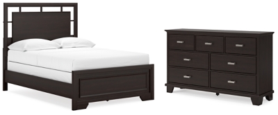 APG-B441B4-4P Covetown Full Panel Bed with Dresser, Dark Brown sku APG-B441B4-4P