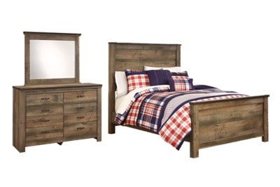 Trinell Full Panel Bed with Mirrored Dresser - Thumbnail 3