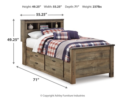 Trinell twin bookcase bed deals with 2 storage drawers