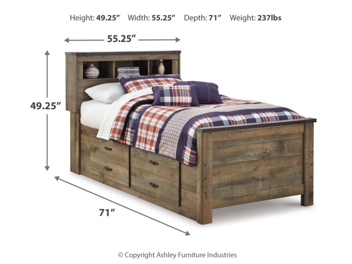 Trinell Bed with 2 Drawer Storage - Brown