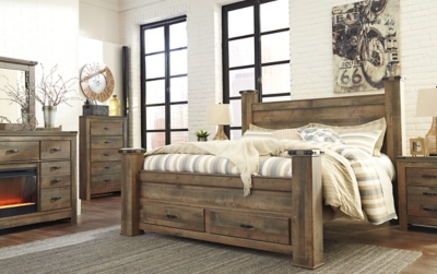 Trinell King Poster Bed with 2 Storage Drawers