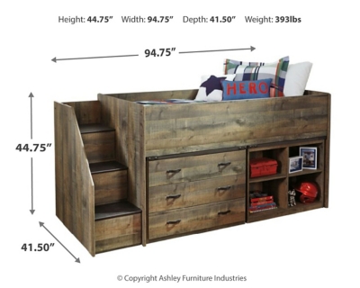 Trinell Twin Loft Bed With 3 Drawer Storage And Bookcase Ashley Furniture Homestore