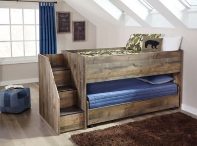 bunk bed with bed underneath