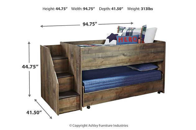 Trinell Twin Loft Bed With Pull Out, Twin Lift Bed