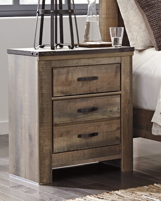 Trinell 25 2 Drawer Charging Nightstand, Brown