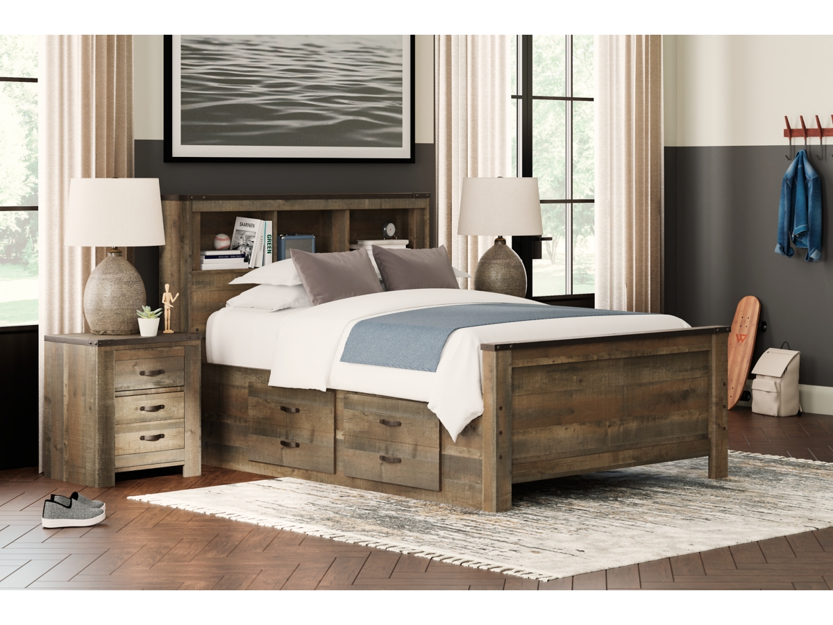 Trinell Full Bookcase Storage Bed - Brown Trinell Full Bookcase Storage Bed - Brown