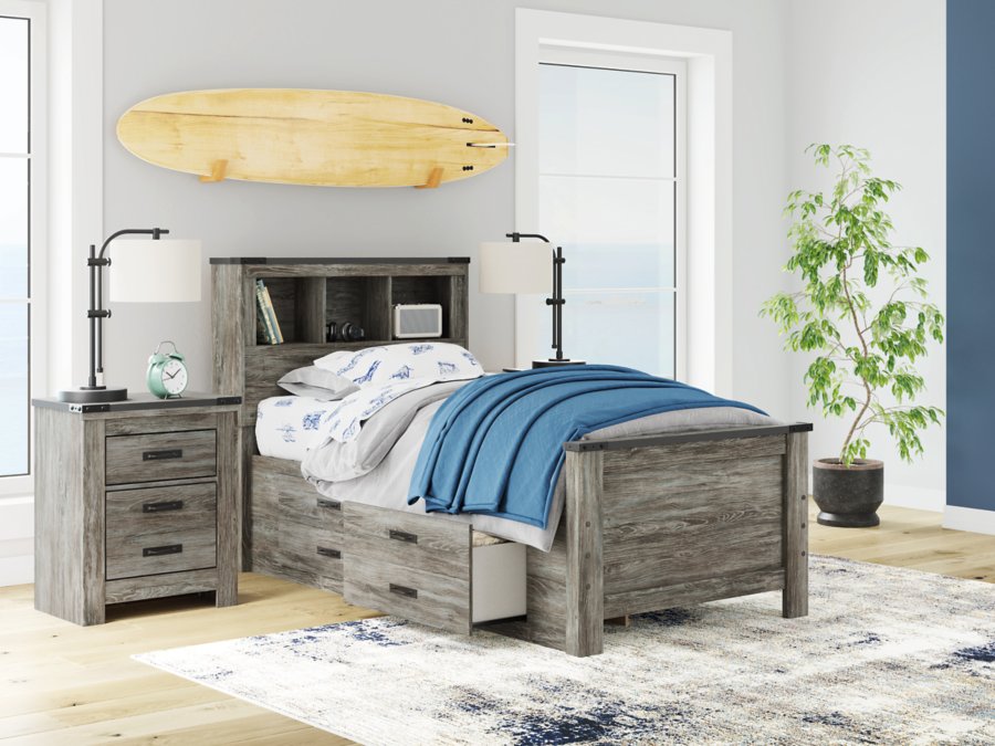 Frandern Twin Bookcase Bed with Storage, Dresser and Mirror - image 19