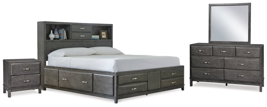 Cama tamaño queen, tocador, espejo y mesita de noche Caitbrook - image 1