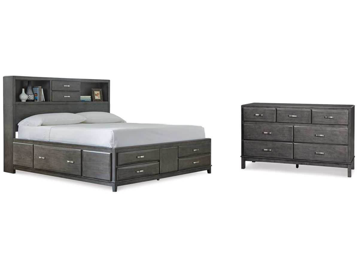 Caitbrook Queen Storage Bed with 8 Storage Drawers with