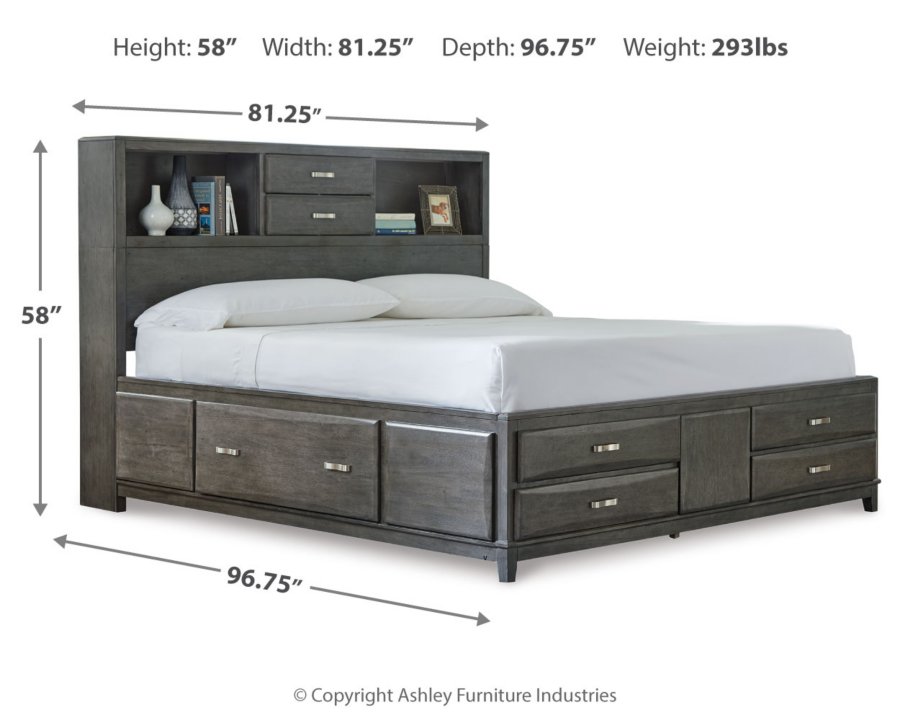 Cama con almacenaje King de California Caitbrook, cómoda, espejo y mesita de noche - image 7