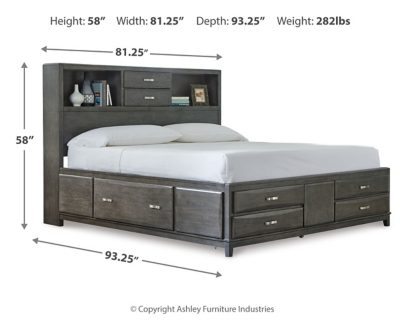 Caitbrook Queen Storage Bed with 8 Drawers, Gray, large