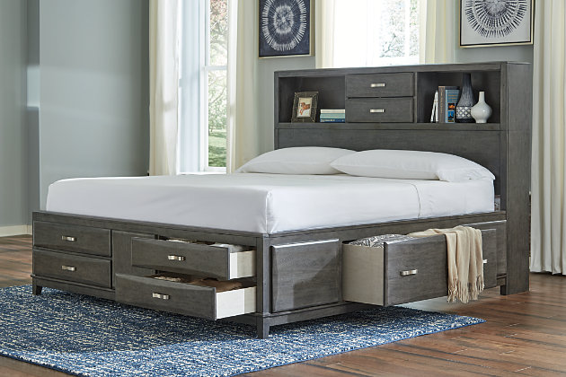 Caitbrook Queen Storage Bed With 8, Beds With Storage Queen Size