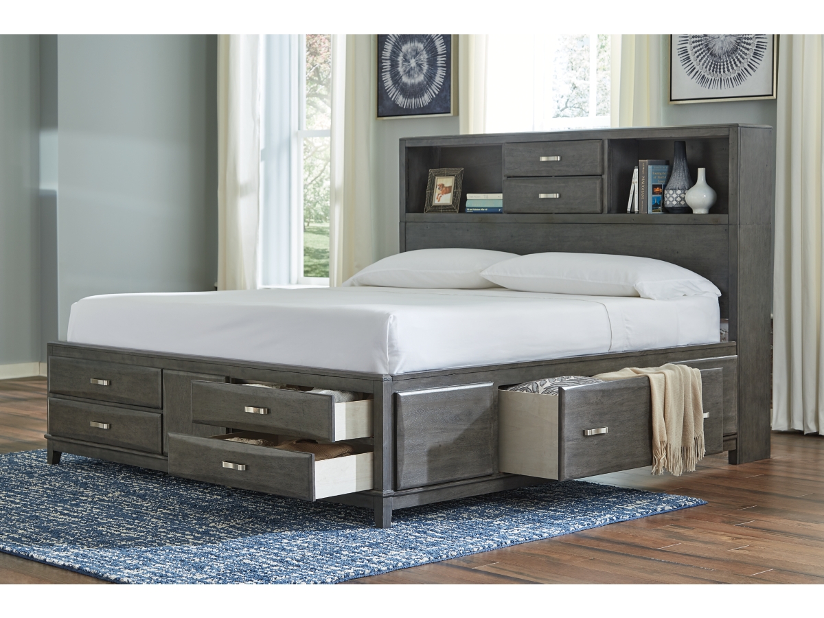 Queen bed frame with store storage ashley furniture