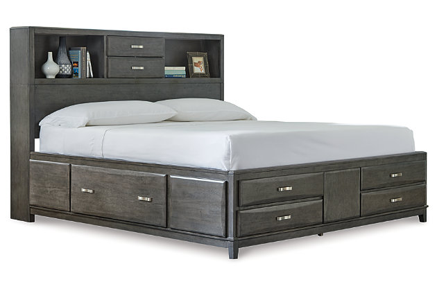 Caitbrook Queen Storage Bed With 8, Queen Bed With Headboard Storage And Drawers