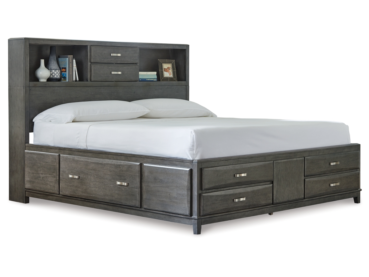 Caitbrook Queen Storage Bed with 8 Storage Drawers with Mirrored 