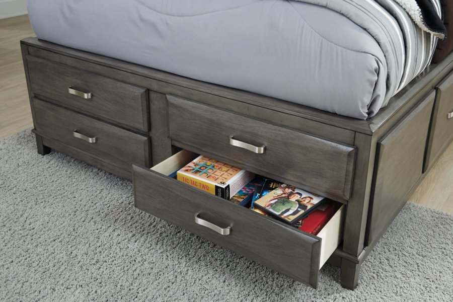 Cama de almacenamiento King, cómoda y 2 mesitas de noche Caitbrook - image 14