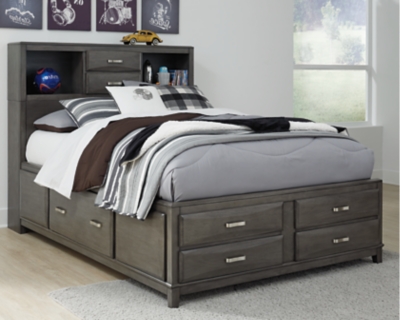 Caitbrook Full Storage Bed with 7 Drawers, Gray, large