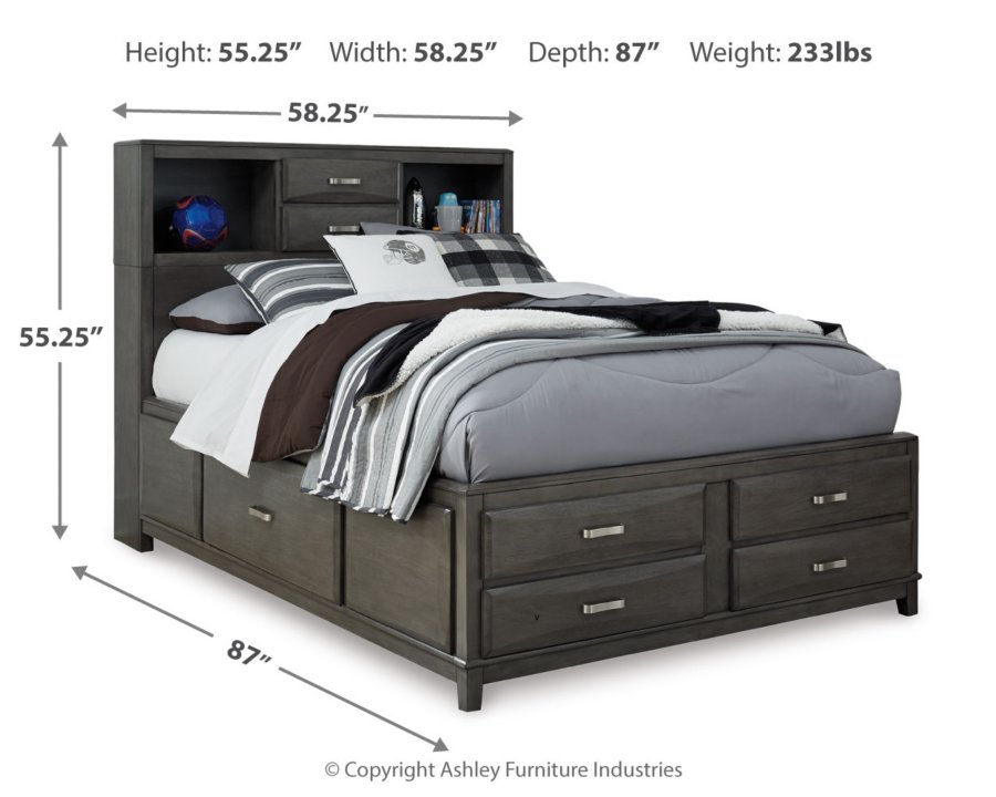 Cama con almacenaje, cómoda, espejo y mesita de noche Caitbrook - image 5