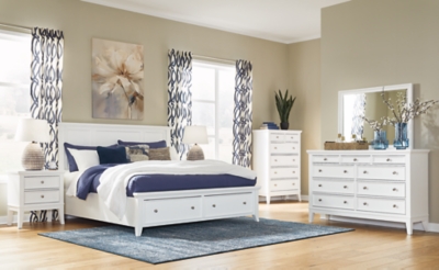 Trulani California King Panel Storage Bed, White, large