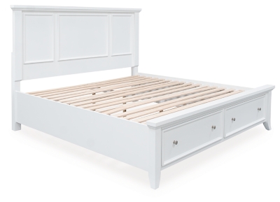 Trulani California King Panel Storage Bed, White, large