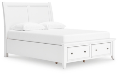 Trulani Queen Sleigh Storage Bed, White, large