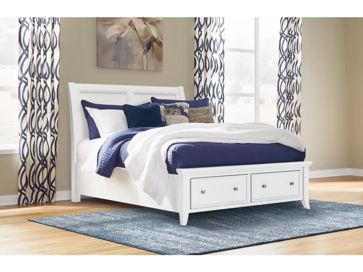 Trulani Queen Sleigh Storage Bed with Dresser and Nightstand