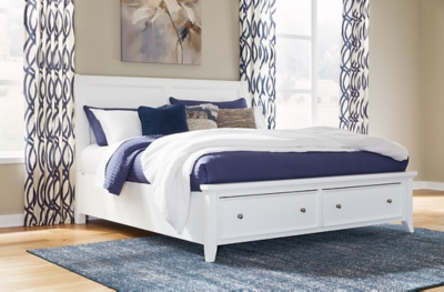 B480B4 Trulani Queen Sleigh Storage Bed, White sku B480B4