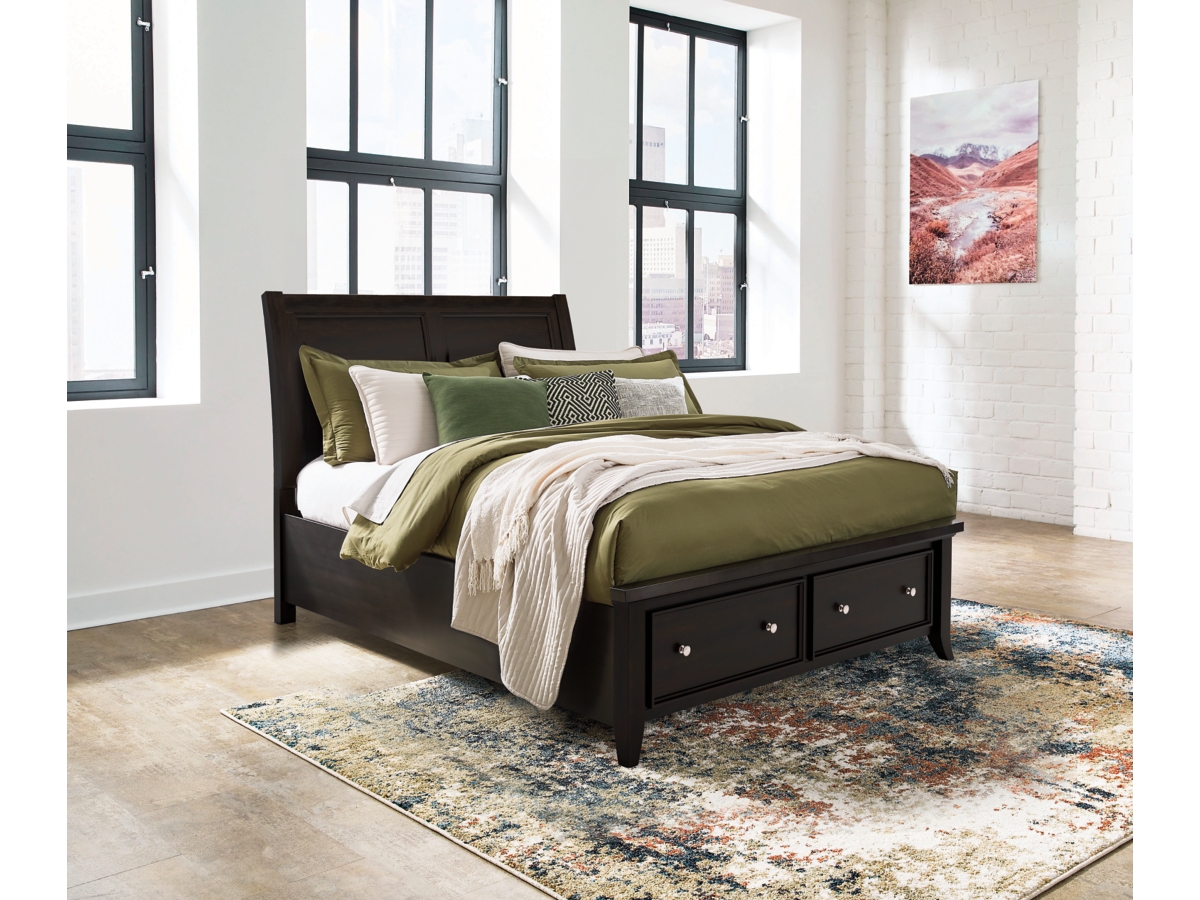 ぽんぽん！ Bambori Queen Sleigh Storage Bed with Dresser and Nightstand