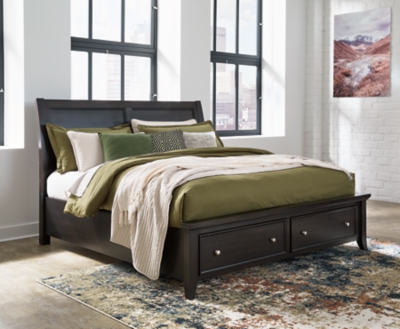 Bambori Queen Sleigh Storage Bed, Dark Brown