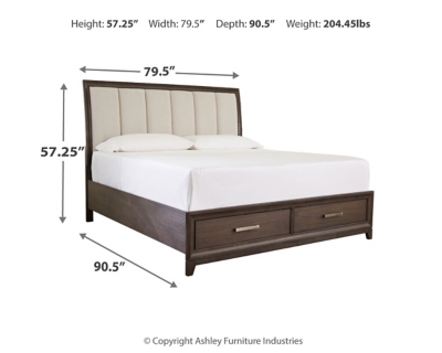 Brueban California King Panel Bed with 2 Storage Drawers, Rich Brown/Gray, large
