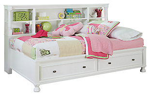 Kaslyn Twin Bookcase Bed, White, large