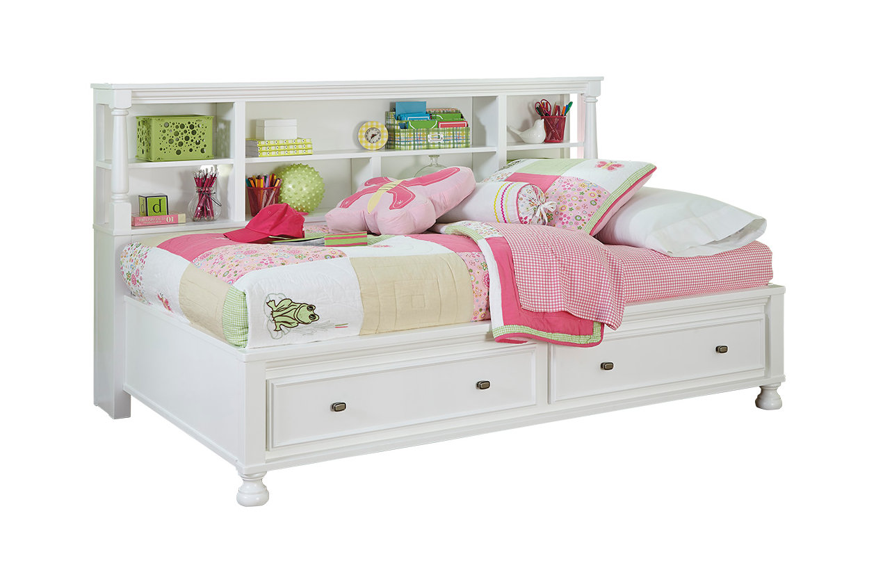 Kaslyn Twin Bookcase Bed Ashley, Twin Bookcase Daybed With 6 Drawers White