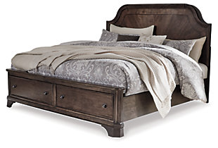 Adinton King Panel Bed with 2 Storage Drawers, Brown, large