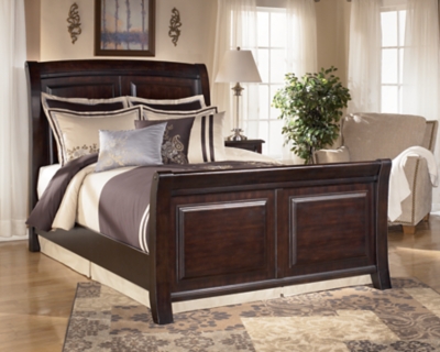 Ridgley Queen Sleigh Bed, Dark Brown, large