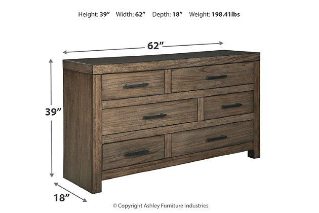 Deylin 6 Drawer Dresser Ashley, 36 X 18 Dresser Dimensions