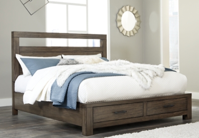 Deylin California King Panel Bed with 2 Storage Drawers, Grayish Brown, large