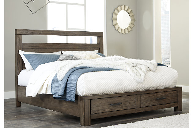 Deylin Queen Panel Bed With 2 Storage, Ashley Furniture King Bed Frame With Storage