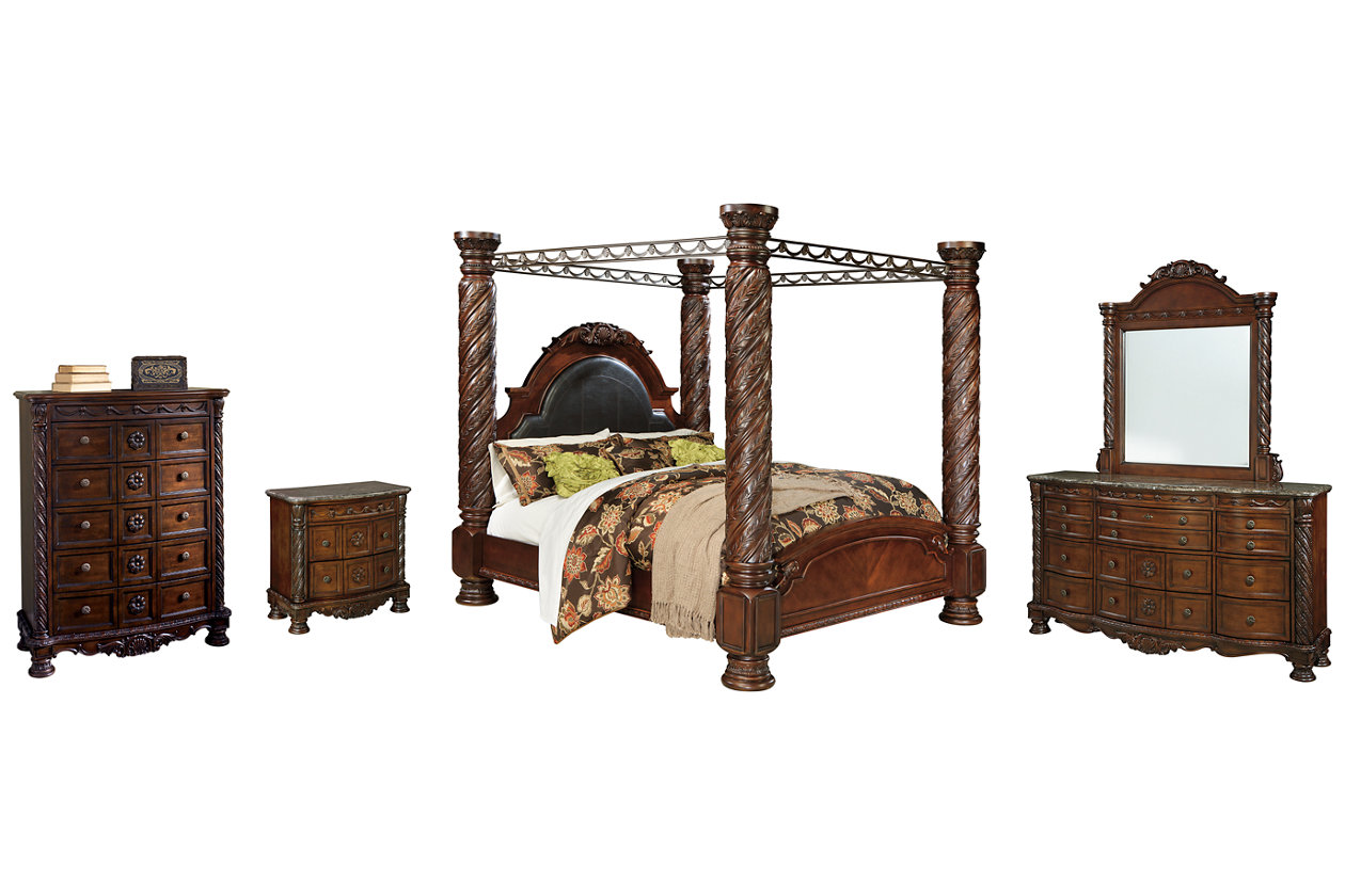 North S King Poster Bed With Canopy, Ashley Canopy King Bed