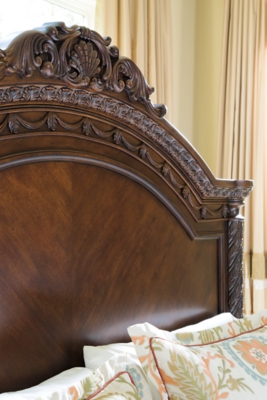 Ashley north shore queen shop panel bed in dark brown