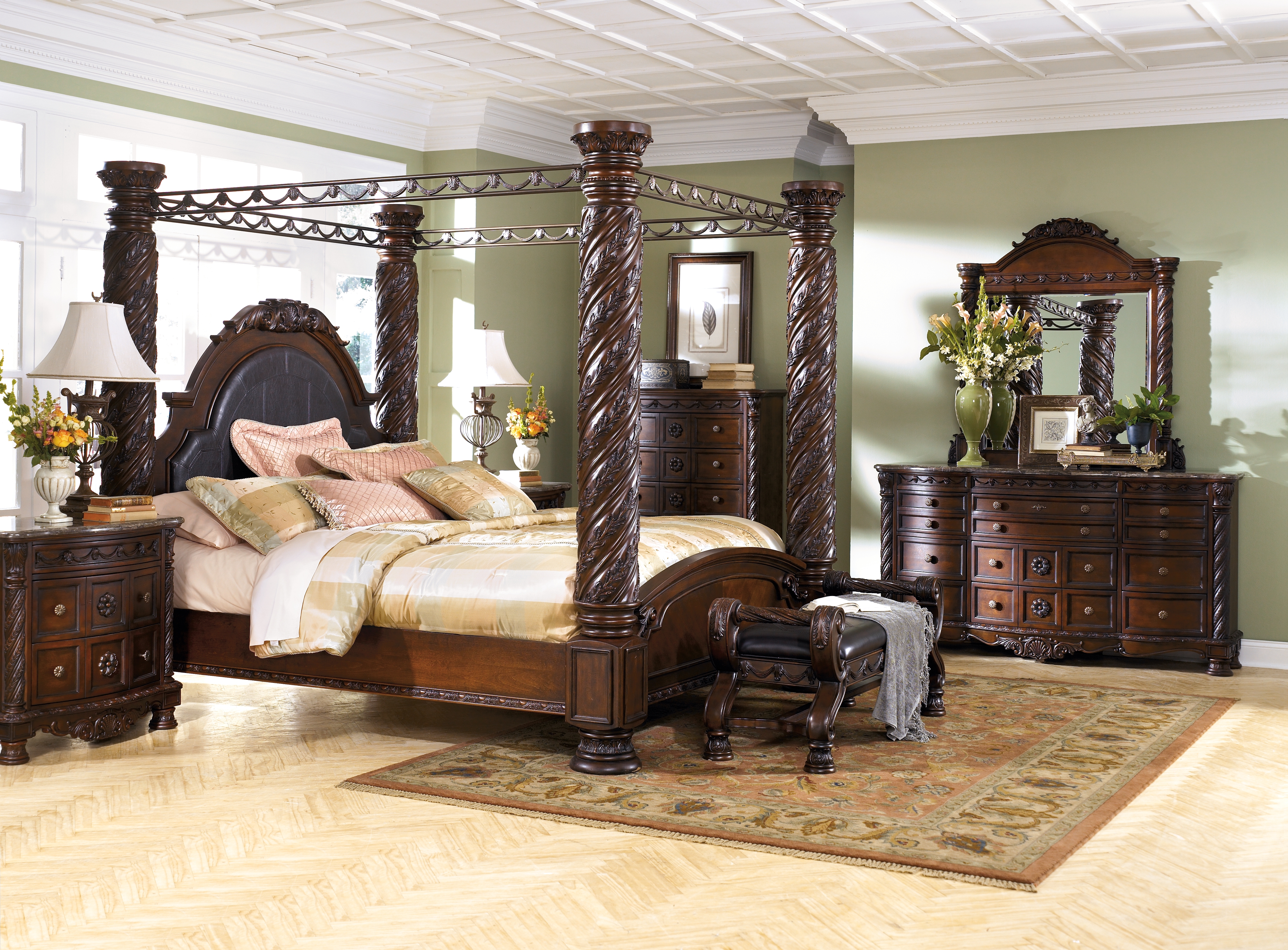North Shore King Poster Bed with Canopy Ashley Furniture Brunei