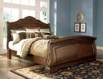 North Shore Queen Sleigh Bed, Dark Brown, large