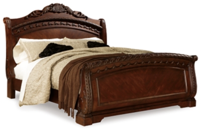 North Shore Queen Sleigh Bed, Dark Brown, large