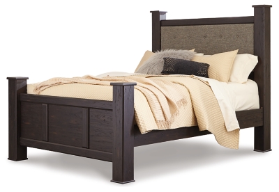 Reylow Queen Poster Bed, Dark Brown, large