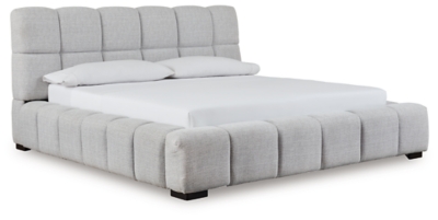 Jesstean King Upholstered Bed, Light Gray, large