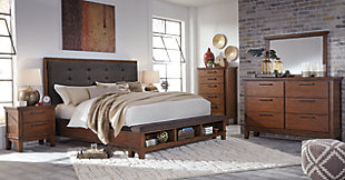 Ralene Queen Upholstered Panel Bed with Dresser and Chest, , rollover