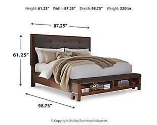 Ralene Queen Upholstered Panel Bed, Dark Brown, large