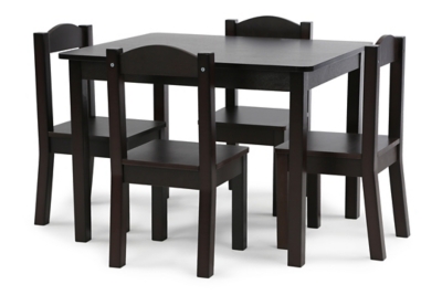 Kids Brooklyn Wood Table and Four Chairs Set, Espresso
