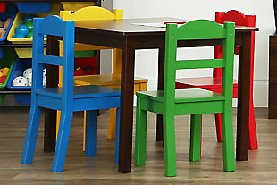 Kids Discover Wood Table and Four Chairs Set, , rollover